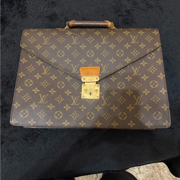Louis Vuitton Brown Monogram Canvas Briefcase with Gold Clasp - Picture 1 of 10